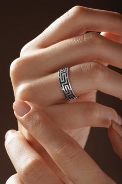 Labirent Model Ayarlanabilir Gümüş Yüzük