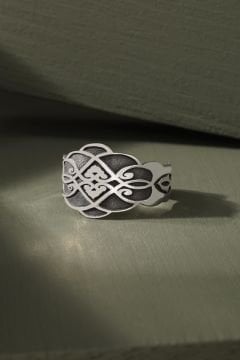 Selçuklu Desenli Ayarlanabilir Gümüş Yüzük