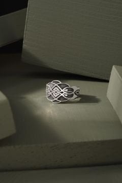 Selçuklu Desenli Ayarlanabilir Gümüş Yüzük