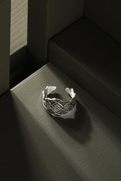 Selçuklu Desenli Ayarlanabilir Gümüş Yüzük