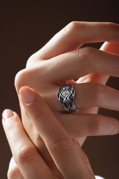 Selçuklu Desenli Ayarlanabilir Gümüş Yüzük