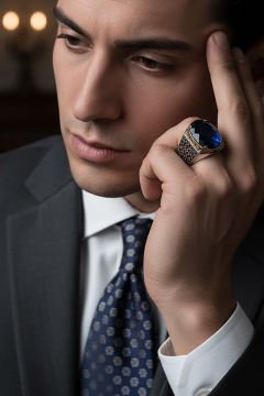 Sarmaşık Model Mavi Zirkon Taşlı Gümüş Yüzük