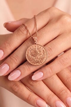 Osmanlı Parası Model Gümüş Unisex Kolye Rose Rengi