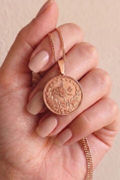 Osmanlı Parası Model Gümüş Unisex Kolye Rose Rengi