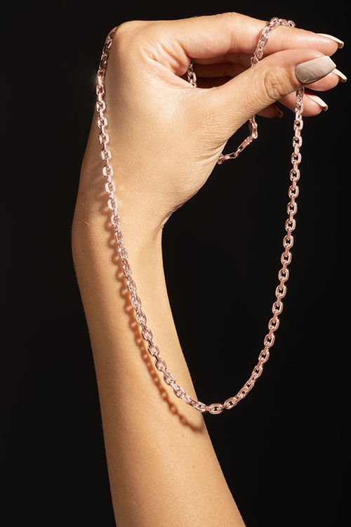 Forsa Model Gümüş Zincir 4,60 mm Genişlik 55 Cm - Rose Rengi