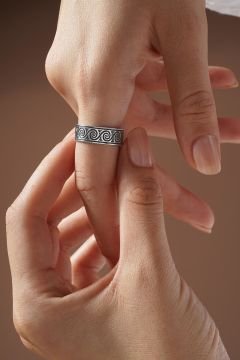 Viking Desenli Ayarlanabilir Gümüş Yüzük