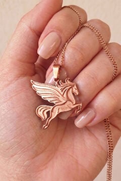 Pegasus Model 925 Ayar Gümüş Unisex Kolye Rose Rengi