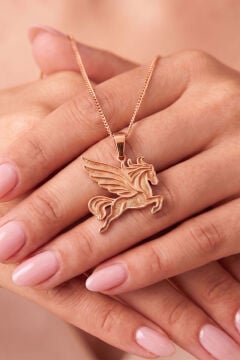 Pegasus Model 925 Ayar Gümüş Unisex Kolye Rose Rengi
