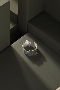 Çiçekli Sarmaşık Model Ayarlanabilir Gümüş Yüzük