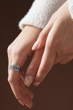 Sonsuzluk Düğüm Model Ayarlanabilir Gümüş Yüzük