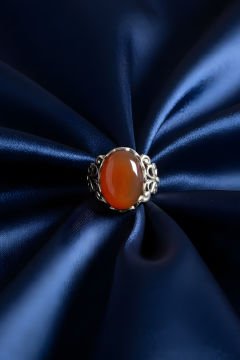 Rumi Model Akik Taşlı El İşi Gümüş Yüzük