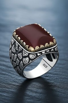 Akik Taşlı Gümüş Yüzük