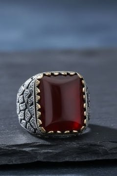 Akik Taşlı Gümüş Yüzük