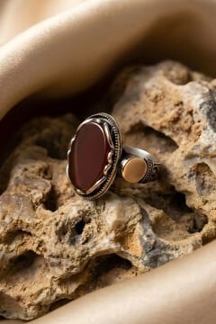 Payitaht Model Akik Taşlı Gümüş Erkek Yüzük