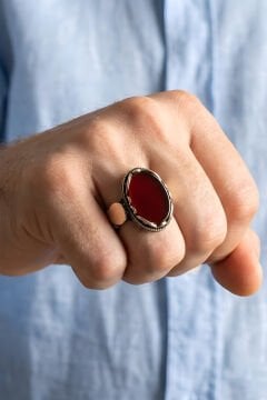 Payitaht Model Akik Taşlı Gümüş Erkek Yüzük