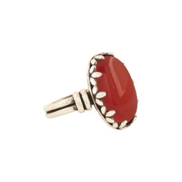 Çift Kol Model Akik Taşlı El İşi Gümüş Yüzük