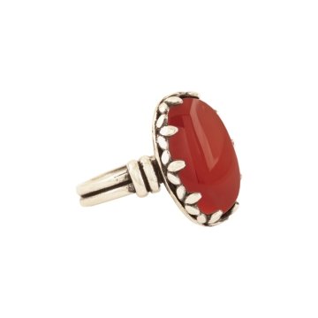 Çift Kol Model Akik Taşlı El İşi Gümüş Yüzük