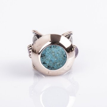 Turkuaz ve Pembe Kuvars Taşlı Gümüş Yüzük