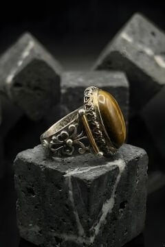 Görkem Model El İşi Kaplangözü Taşlı Gümüş Erkek Yüzük