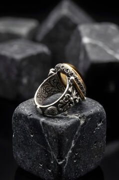 Görkem Model El İşi Kaplangözü Taşlı Gümüş Erkek Yüzük