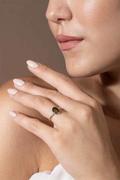 Kaplangözü Taşlı Minimal Gümüş Ayarlanabilir Kadın Yüzük