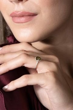 Kaplangözü Taşlı Minimal Gümüş Ayarlanabilir Kadın Yüzük