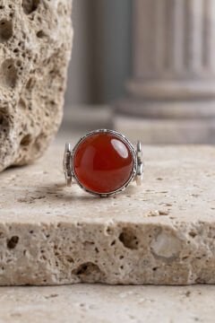 Katre Model Akik Taşlı Gümüş Erkek Yüzük