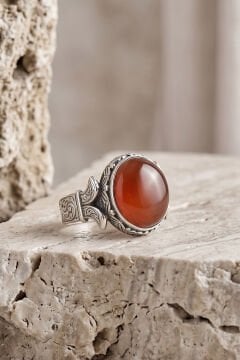 Katre Model Akik Taşlı Gümüş Erkek Yüzük