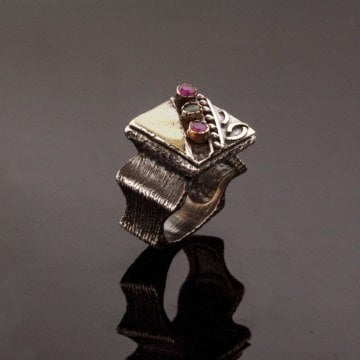 Zirkon Taşlı El İşi Gümüş Yüzük