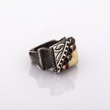 Zirkon Taşlı El İşi Gümüş Yüzük