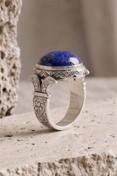 Katre Model Lapis Lazuli Taşlı Gümüş Erkek Yüzük