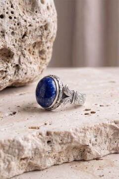 Katre Model Lapis Lazuli Taşlı Gümüş Erkek Yüzük