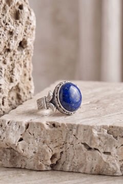 Katre Model Lapis Lazuli Taşlı Gümüş Erkek Yüzük