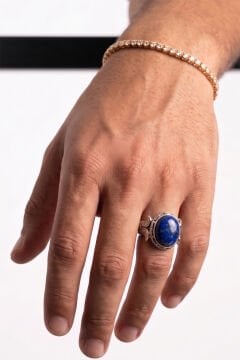 Katre Model Lapis Lazuli Taşlı Gümüş Erkek Yüzük