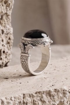 Katre Model Oniks Taşlı Gümüş Erkek Yüzük