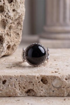 Katre Model Oniks Taşlı Gümüş Erkek Yüzük