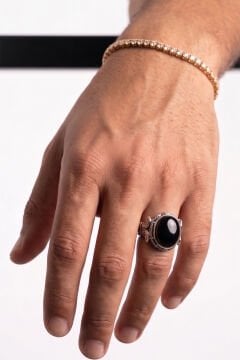 Katre Model Oniks Taşlı Gümüş Erkek Yüzük