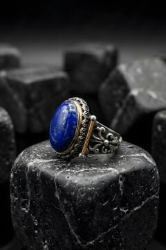 Görkem Model El İşi Lapis Lazuli Taşlı Gümüş Erkek Yüzük