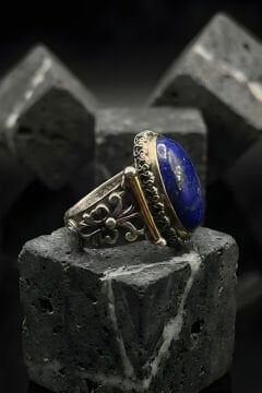 Görkem Model El İşi Lapis Lazuli Taşlı Gümüş Erkek Yüzük
