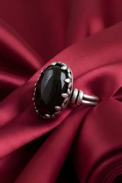 Çift Kol Model Oniks Taşlı El İşi Gümüş Yüzük