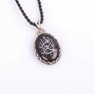 Oniks Üzeri Harfli Kişiye Özel Gümüş Kolye