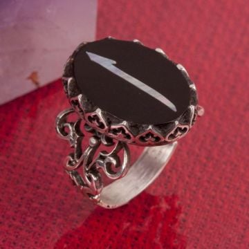 Kişiye Özel Harfli El İşi Sedef Kakma Gümüş Yüzük