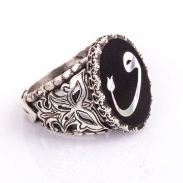 Kişiye Özel Harfli El İşi Sedef Kakma Gümüş Yüzük