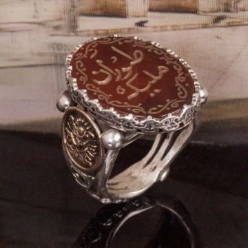 Akik Üzeri Kişiye Özel İsim Kazıma El İşi Yüzük