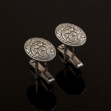 Kalem İşlemeli Oval Model Kol Düğmesi