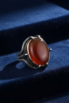 Büyük Boy Pençe Model Akik Taşlı Gümüş Yüzük