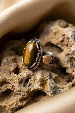 Payitaht Model Kaplangözü Taşlı Gümüş Erkek Yüzük