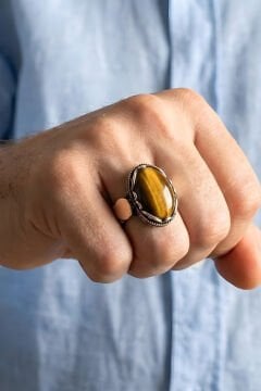 Payitaht Model Kaplangözü Taşlı Gümüş Erkek Yüzük