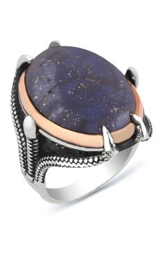 Büyük Boy Pençe Model Lapis Taşlı Gümüş Yüzük
