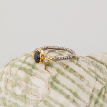 Safir Taşlı El İşi Minimal Gümüş Yüzük